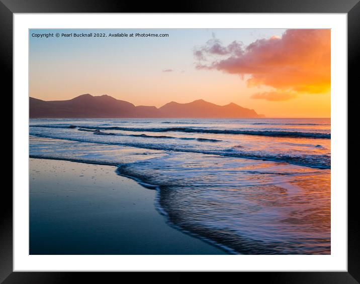 Magical Sunset at Dinas Dinlle Beach Seascape Framed Mounted Print by Pearl Bucknall