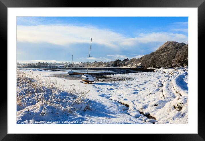 Snow in Red Wharf Bay Anglesey Framed Mounted Print by Pearl Bucknall