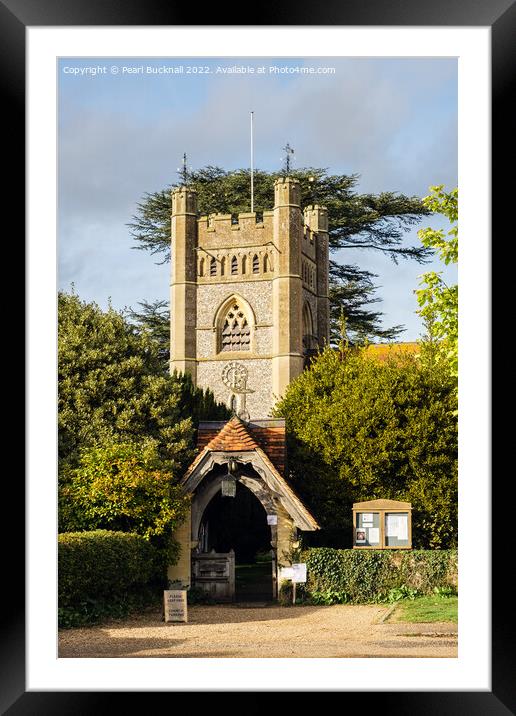Hambleden Village Church Buckinghamshire Framed Mounted Print by Pearl Bucknall