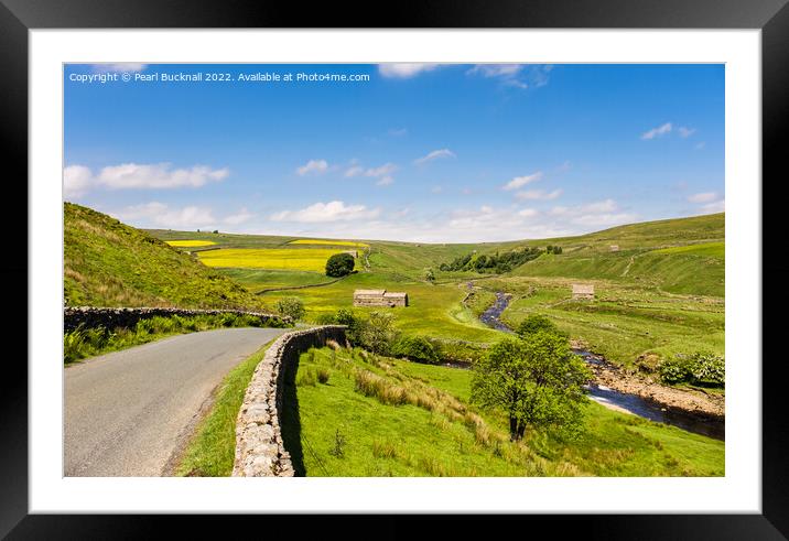 Upper Swaledale in Yorkshire Dales England Framed Mounted Print by Pearl Bucknall