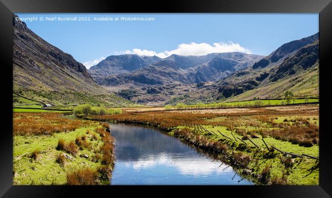Ogwen River in Nant Ffrancon Valley Snowdonia Framed Print by Pearl Bucknall