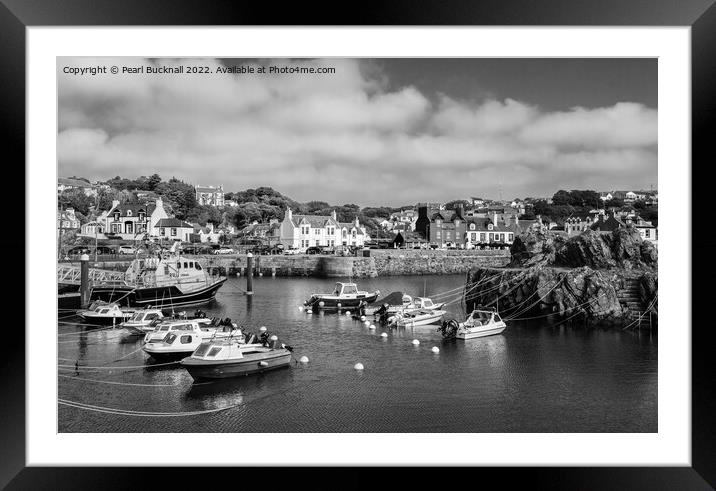 Portpatrick Harbour Dumfries and Galloway B&W Framed Mounted Print by Pearl Bucknall