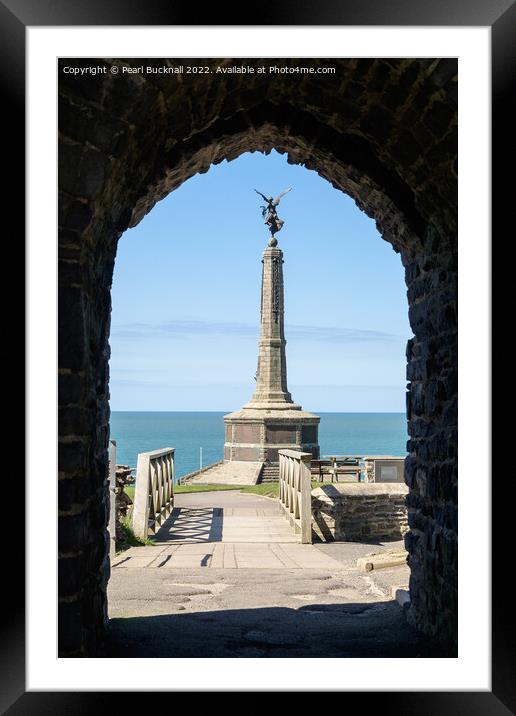 Aberystwyth War Memorial from the Castle Framed Mounted Print by Pearl Bucknall