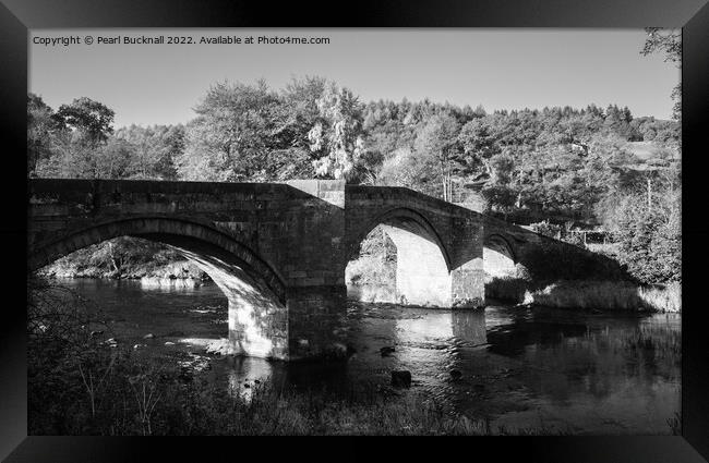 Barden Bridge River Wharfe Yorkshire Dales Mono Framed Print by Pearl Bucknall