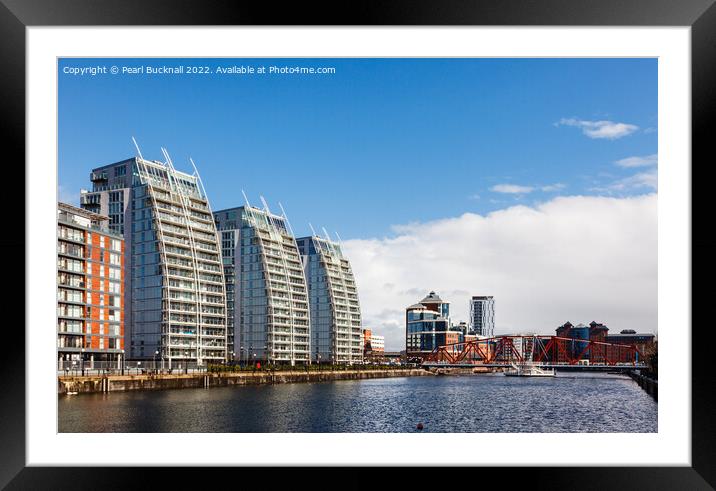 Modern Architecture Salford Quays Manchester Framed Mounted Print by Pearl Bucknall