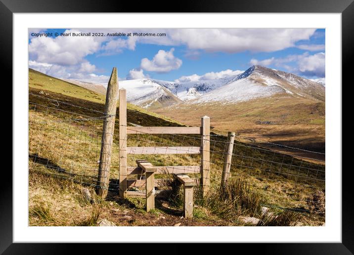 Path to Carneddau Mountains Snowdonia Wales Framed Mounted Print by Pearl Bucknall