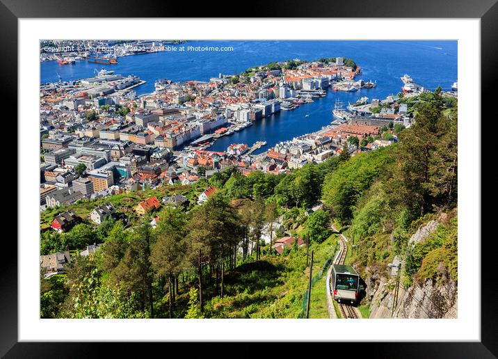 Bergen from Mount Floyen Norway Framed Mounted Print by Pearl Bucknall