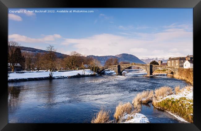 Conwy River and Llanrwst Bridge in Winter Framed Print by Pearl Bucknall