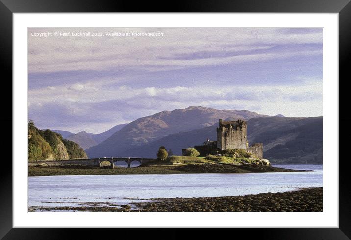 Eilean Donan Castle Scotland Oil Painting Framed Mounted Print by Pearl Bucknall