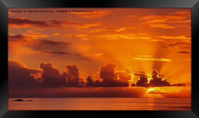 Stunning Red Sunset over a Calm Sea Panoramic Framed Print by Pearl Bucknall