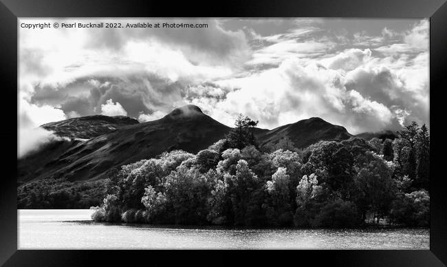Cat Bells Across Derwentwater Black and White Framed Print by Pearl Bucknall