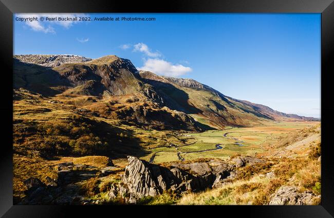 Nant Ffrancon valley in Snowdonia Wales Framed Print by Pearl Bucknall