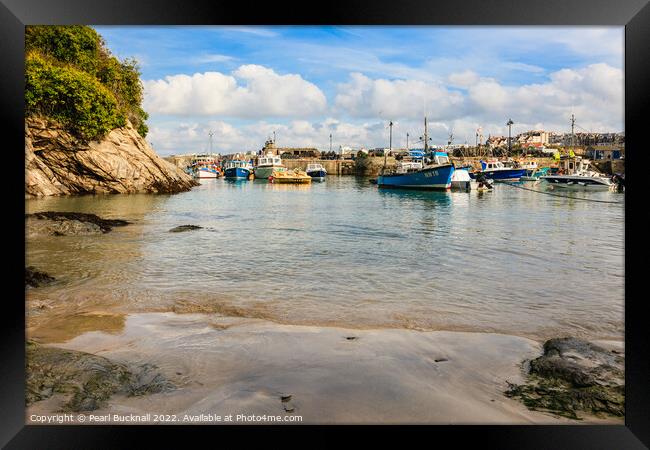 Newquay Beach and Harbour Cornwall Coast Framed Print by Pearl Bucknall