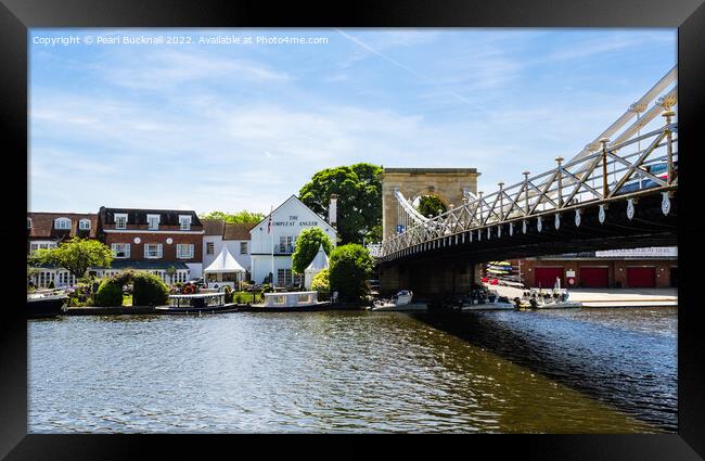 River Thames and Marlow Suspension Bridge Framed Print by Pearl Bucknall