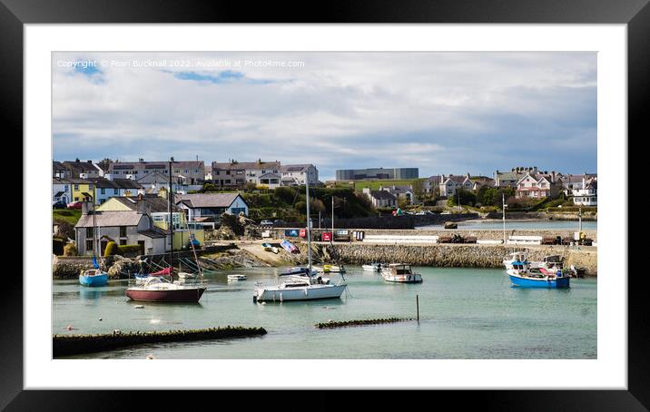 Cemaes Village Harbour Anglesey Wales Framed Mounted Print by Pearl Bucknall