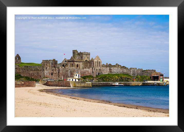 Peel Castle and Beach Isle of Man Framed Mounted Print by Pearl Bucknall