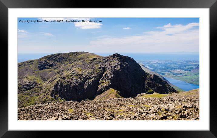 Mountain Lake District Scafell Broad Stand Framed Mounted Print by Pearl Bucknall