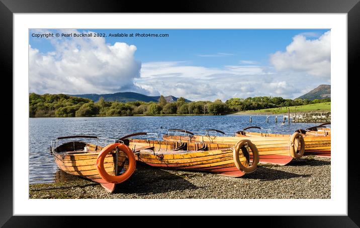 Derwentwater Boats Lake District Framed Mounted Print by Pearl Bucknall
