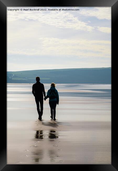 A Romantic Walk on the Beach Framed Print by Pearl Bucknall