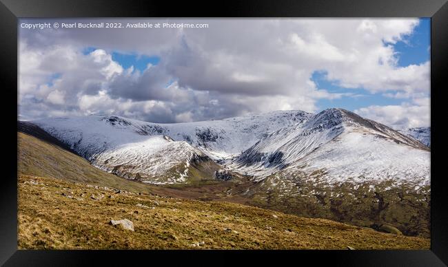 Spring Snow on Carneddau Mountains Snowdonia Wales Framed Print by Pearl Bucknall