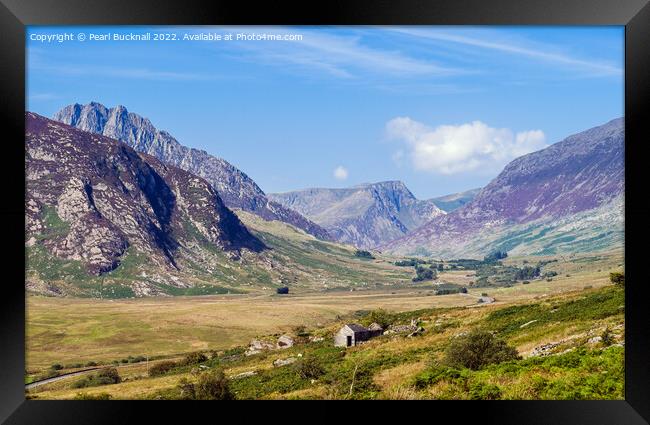 Mountains in Ogwen Valley in Snowdonia Wales Framed Print by Pearl Bucknall