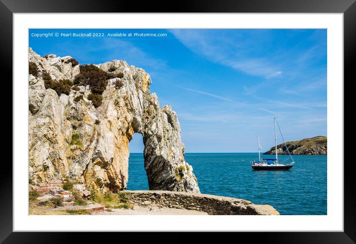 Rock Arch in the Bay Anglesey Coast Wales Framed Mounted Print by Pearl Bucknall
