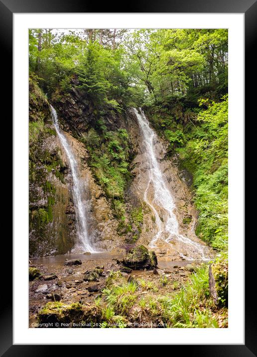Grey Mares Tail Waterfall Llanrwst Framed Mounted Print by Pearl Bucknall