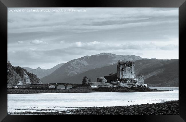 Eilean Donan Castle Scotland Black and White Framed Print by Pearl Bucknall