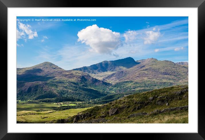 Yr Aran and Snowdon Horseshoe from Cnicht Snowdoni Framed Mounted Print by Pearl Bucknall