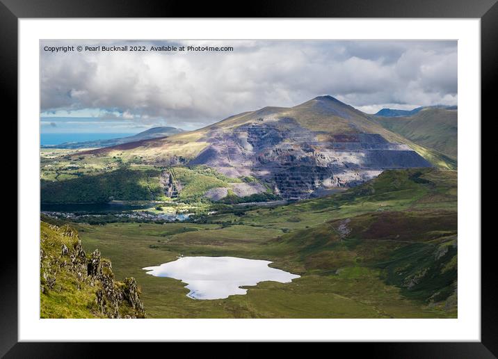 Lake and Slate Above Llanberis Snowdonia Wales Framed Mounted Print by Pearl Bucknall