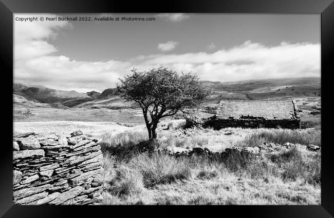 Cwm Pennant Snowdonia Landscape Black and White Framed Print by Pearl Bucknall