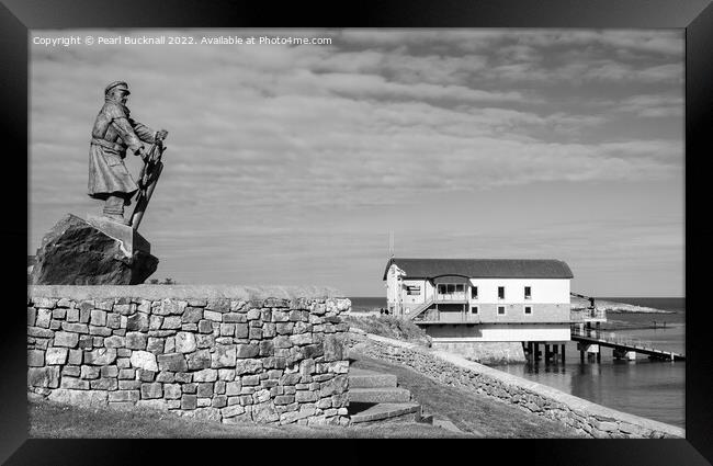 Moelfre RNLI Anglesey Black and White Framed Print by Pearl Bucknall