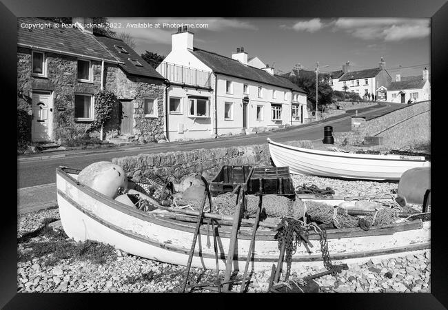 Moelfre Seafront Anglesey Black and White Framed Print by Pearl Bucknall