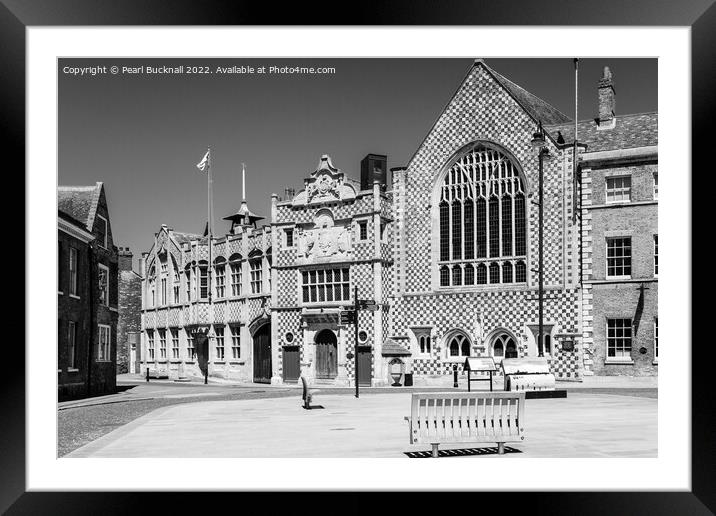 Old Kings Lynn Guildhall Black and White Framed Mounted Print by Pearl Bucknall