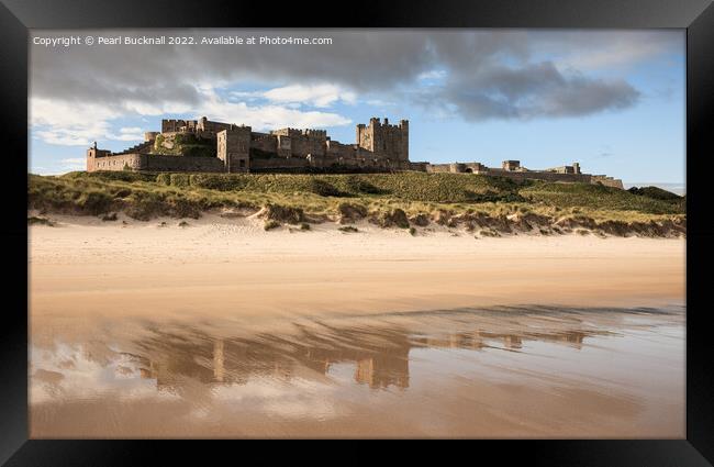 Bamburgh Castle and Beach Northumberland Coast Framed Print by Pearl Bucknall