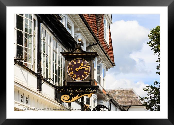 The Pantiles Clock Tunbridge Wells Framed Mounted Print by Pearl Bucknall