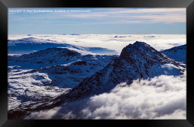 Tryfan Mountain Above the Clouds Framed Print by Pearl Bucknall