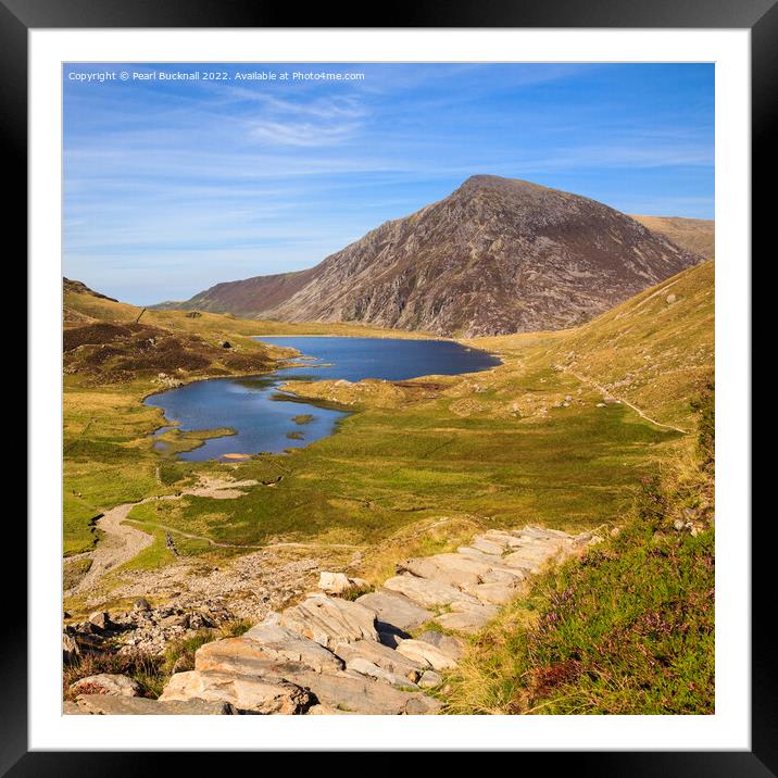 Cwm Idwal landscape in Snowdonia Framed Mounted Print by Pearl Bucknall