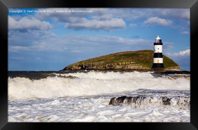 Rough Seas at Penmon Point Anglesey Framed Print by Pearl Bucknall