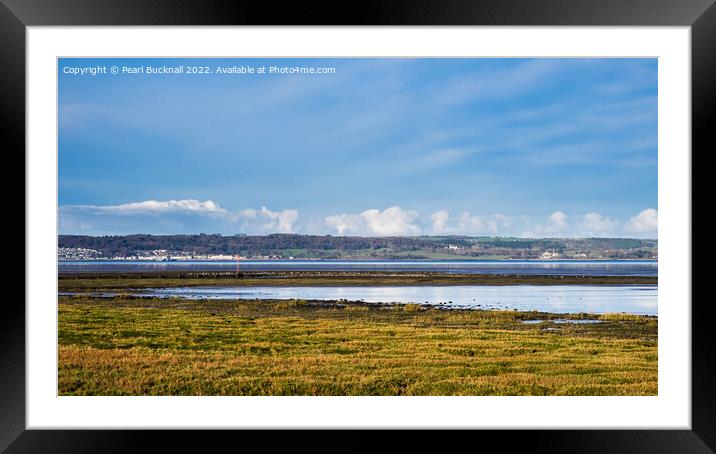 Anglesey across Menai Strait on North Wales Coast Framed Mounted Print by Pearl Bucknall