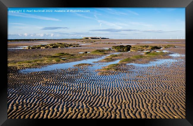 Across the Sands to Hilbre Island in Dee Estuary W Framed Print by Pearl Bucknall