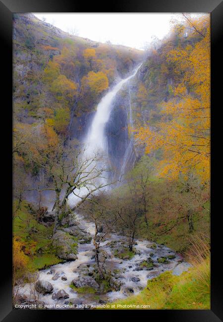 Aber Falls or Rhaeadr Fawr in Autumn Framed Print by Pearl Bucknall
