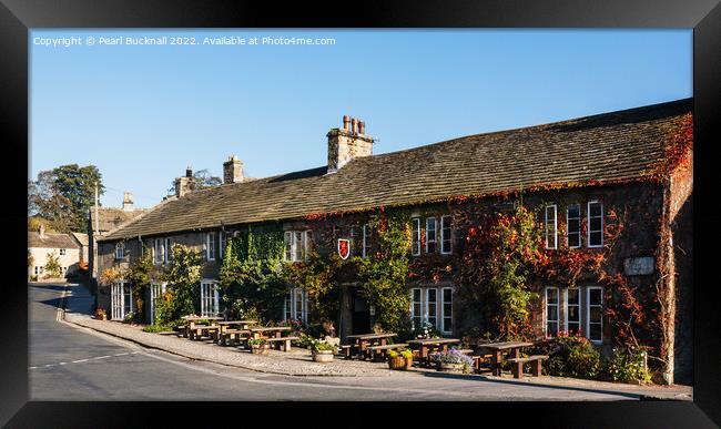 Red Lion Pub in Burnsall Yorkshire pano Framed Print by Pearl Bucknall