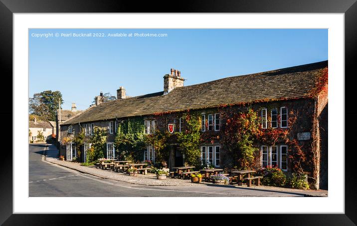 Red Lion Pub in Burnsall Yorkshire pano Framed Mounted Print by Pearl Bucknall