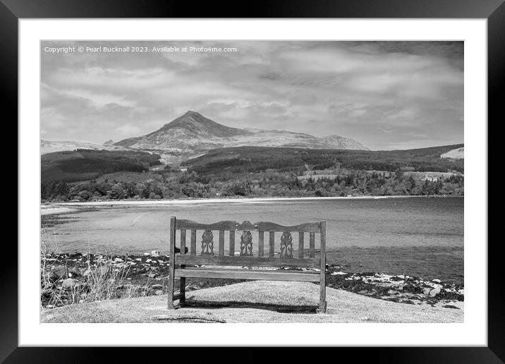 Goat Fell across Brodick Bay Arran Scotland B&W  Framed Mounted Print by Pearl Bucknall