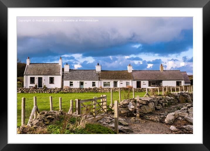 Moelfre Cottages Anglesey Wales Framed Mounted Print by Pearl Bucknall