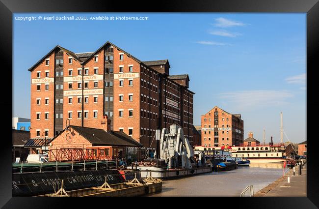 National Waterways Museum Gloucester Docks Framed Print by Pearl Bucknall