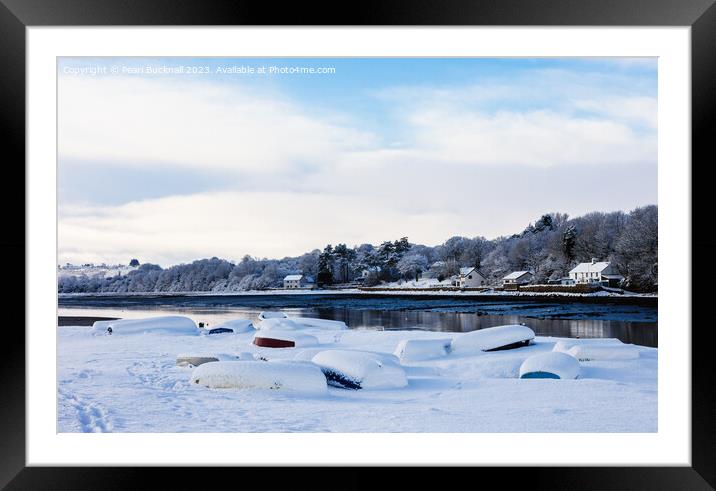  Snow in Red Wharf Bay Anglesey Framed Mounted Print by Pearl Bucknall
