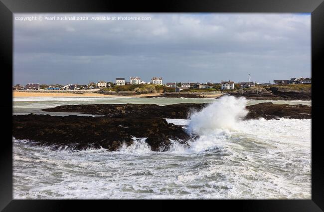 Stormy Seas in Trearddur Bay Anglesey Framed Print by Pearl Bucknall