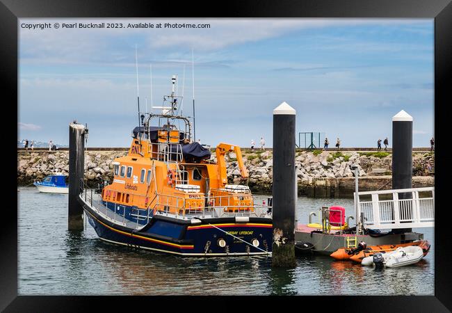 RNLI Lifeboat Brixham Harbour Devon Coast Framed Print by Pearl Bucknall